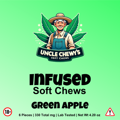 Green Apple Soft Chews 50/5mg D9 & THCP 6 Pack